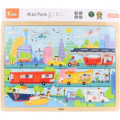 Viga puzzle na podložke 48 častí Poznajme transport