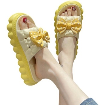 Дамски джапанки с жълта панделка