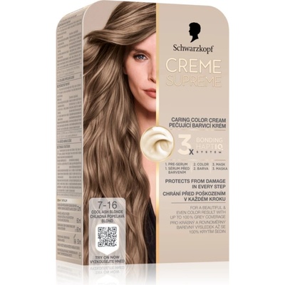 Schwarzkopf Creme Supreme перманентната боя за коса цвят 7-16 Cool Ash Blonde 60ml