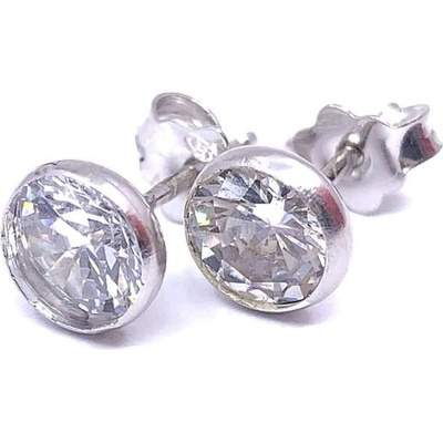 Jan Kos jewellery stříbrné náušnice s bílým kamenem 12119574