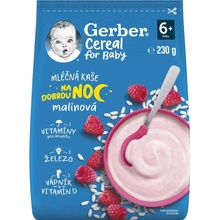 Gerber Cereal mléčná kaše malinová Dobrou noc 230 g