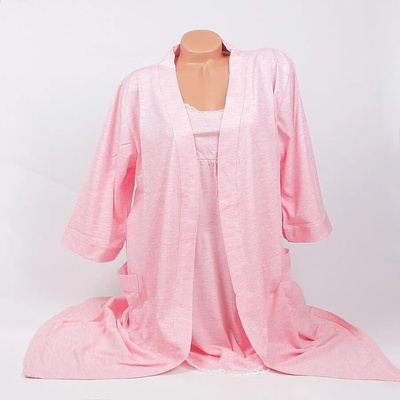 Комплект халат и нощница за бременни в розов меланж