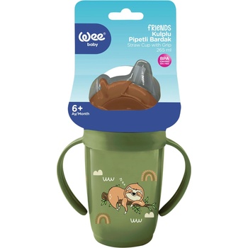 Image 1 of Wee Baby Чашка със сламка и дръжки Wee Baby - Friends, 265 ml, зелена (339)