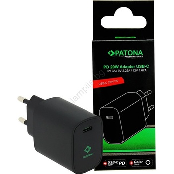 Image 1 of PATONA - Зареждащ адаптер USB-C Power delivery 20W/230V черен (IM1155)