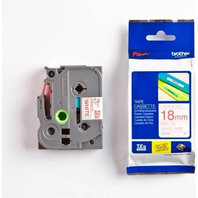 Brother TZ-242 / TZe-242, 18mm x 8m, червен печат / бял фон, оригинална лента (TZE242)