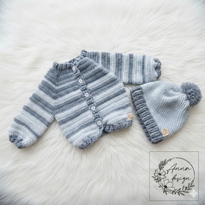 Anna design Set chlapčenský svetrík a čiapka