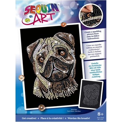 Sequin Art - Изкуство с пайети, синя серия, Мопс