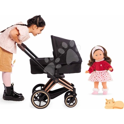 Corolle Set trojkombinácia s bábikou Perle Cybex Black 3in1 Pram s hnedými vlasmi a klipkajúcimi očami