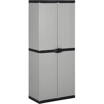 Градински шкаф за съхранение с 3 рафта сиво-черен 68x40x168 см