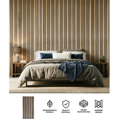 Dřevěné lamely akustický panel - přírodní obklad na zeď 270 x 60 cm - AURO
