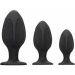 Ouch! by Shots Sinner Gear Diamond Silicone Anal Plug Set with Suction Base Black