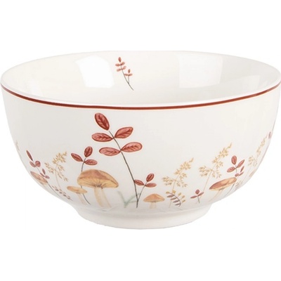Clayre & Eef Bílá porcelánová miska s houbičkami Little Forest Jewels 14 x 7 cm 500 ml