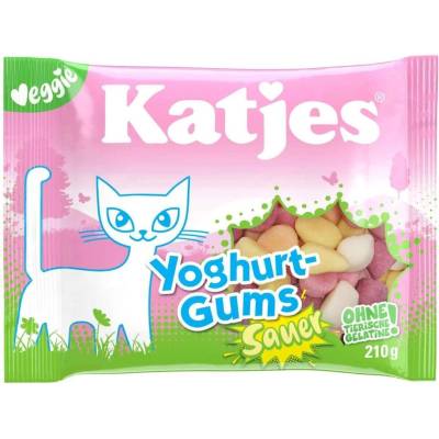 Katjes SAUER Yoghurt Vegan kyselé pěnové bonbóny s příchutí ovocného jogurtu 210 g