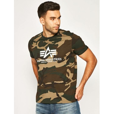 Alpha Industries Basic Big Logo Camo T zeleno maskáčové