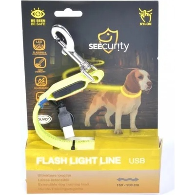 Duvoplus USB Nylon светещ повод жълт неон, дължина 160-200см, ширина 25 мм, Белгия - 1270018