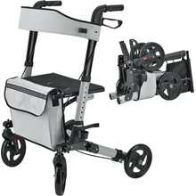 Juskys Zdravotné chodítko Vital 51034, hliníkový rolátor, so sedadlom, skladací, ľahký, výškovo nastaviteľný, 65 x 68 x 80 až 98