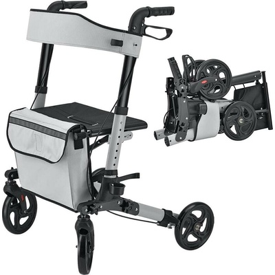 Juskys Zdravotné chodítko Vital 51034, hliníkový rolátor, so sedadlom, skladací, ľahký, výškovo nastaviteľný, 65 x 68 x 80 až 98