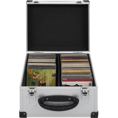 vidaXL CD куфар за 40 диска, алуминий, ABS, сребрист (91858)