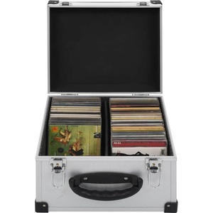 vidaXL CD куфар за 40 диска, алуминий, ABS, сребрист (91858)