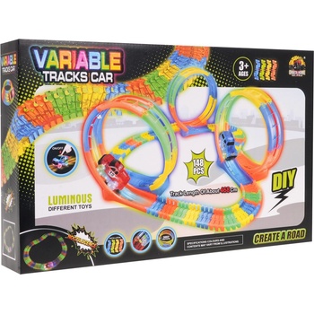Majlo Toys Svítící autodráha s autíčkem na baterie 148 dílků Variable Tracks