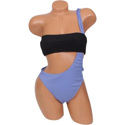 Дамски бански тип трикини в гълъбово синьо и черно