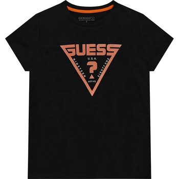 Image 1 of GUESS Черна тениска за момче с къс ръкав Guess с контрастно оранжево лого