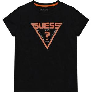 GUESS Черна тениска за момче с къс ръкав Guess с контрастно оранжево лого