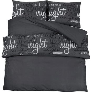 Комплект спално бельо, черно, 140x200 см, памук