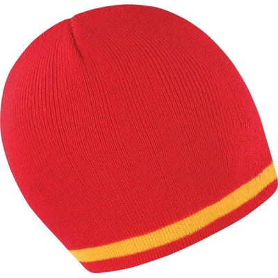 Result Headwear Čepice R 368X s kontrastními pruhy COT-28368X94199 Červená/bílá