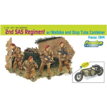 Model Kit figurky 6586 2nd SAS REGIMENT W/WELBIKE AND DROP TUBE CONTAINER FRANCE 1944 1:35