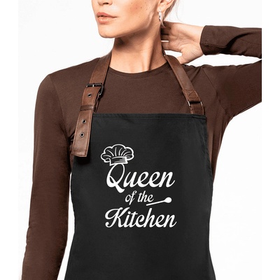 Kariban Zástěra pro ženy Exclusive Qeen of the Kitchen Černošedá