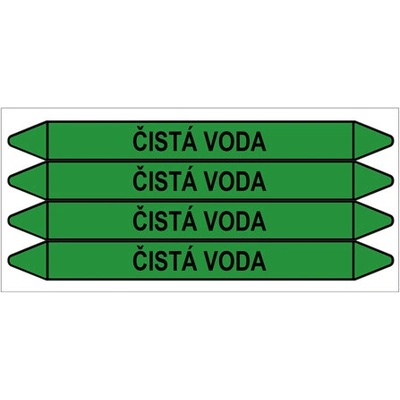 Značení potrubí, čistá voda,4 ks, 250 × 26 mm PZ 009123