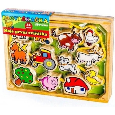 Provlékačka dřevěná Moje první zvířátka 12 dílků MPZ