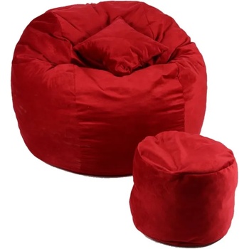 Image 1 of PUFRELAX Комплект, Барбарон, с табуретка за крака и декоративна възглавница, 700л. King Size - Red Diamond, Перящ се калъф, Трансформира се в легло, Пълнеж с микс от мемори пяна и дунапрен, Гама Plush Honey (PUF-M-KOP-PH-REDM)