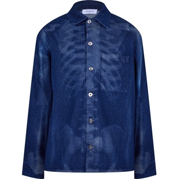 Image 1 of OFF WHITE Риза с дълъг ръкав OFF WHITE Men's Motif Skeleton Design Cotton Long Sleeve Denim Shirt - Blue/Black