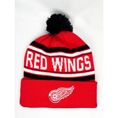 Outerstuff Detroit Red Wings Jacquard Cuffed Knit With Pom
