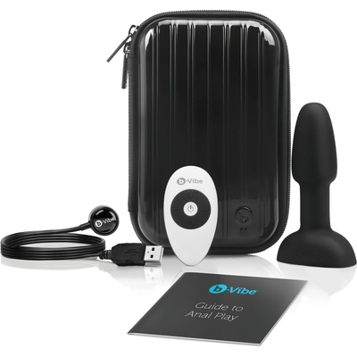 b-Vibe Rimming - анален вибратор с въртящи се мъниста (черен)