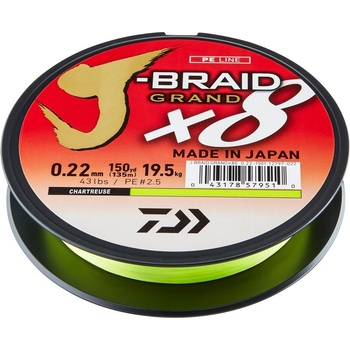 Daiwa pletená šnúra J-Braid Grand X8E chartreuse 135m 0,06mm