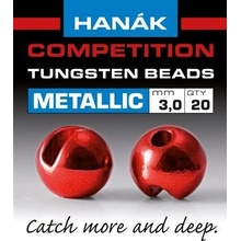 Hanák tungstenové hlavičky Metallic červené 3mm 20ks