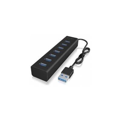 RaidSonic USB Hub, 7 порта, USB 3.0, 5V/3A, Plug&Play, Алуминий, Черен