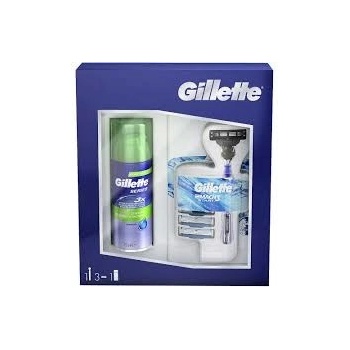 Gillette Mach 3 Start strojek + náhradní břity 3 ks + gel na holení 75 ml dárková sada