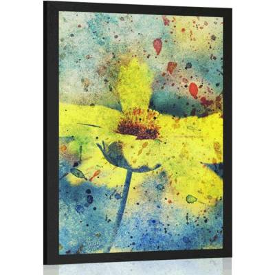 Plakát žlutý květ s vintage nádechem - 20x30 white