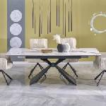Bogdan Furniture Europe Трапезна маса Мебели Богдан модел luciano, разтегателна, бял мрамор/черно