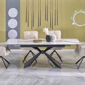Bogdan Furniture Europe Трапезна маса Мебели Богдан модел luciano, разтегателна, бял мрамор/черно