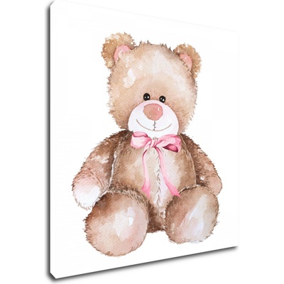 Impresi Obraz Medvídek s růžovou mašlí - 30 x 30 cm