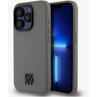 DKNY Заден капак за iPhone 15 Pro сив DKNY PU Leather Stack Logo Magsafe DKNY | Siv | МЪЖЕ | UNI