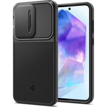 Image 1 of Spigen Optik Armor Case - тънък качествен силиконов (TPU) калъф с капак за камерата за Samsung Galaxy A55 5G (черен)