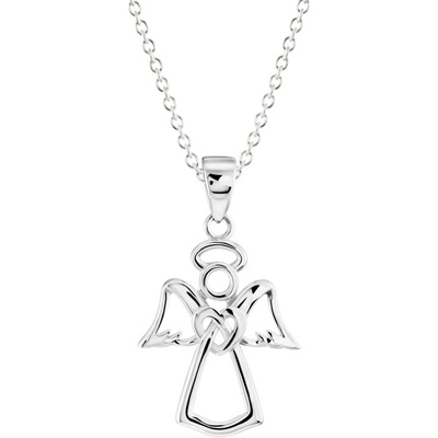 Gemmax Řetízek s přívěskem andělíček se srdíčkem z bílého zlata GLSWN-41821-39271