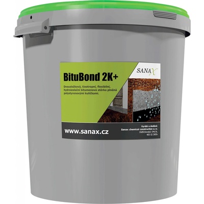 Sanax Bitumenová, hydroizolační 2K stěrka plněná polystyrenem | BituBond 2K+ - 21,5 kg/30 ltr