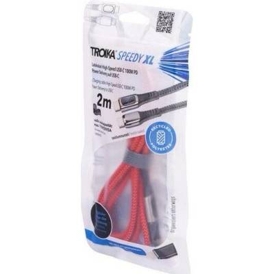 Troika CBL20/RD USB-C - USB-C + Lightning 2m červený